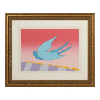 Peter Max "Pink Sky Flyer" Signed Limited Edition Print, Framed 1980s For Sale
