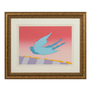 Peter Max "Pink Sky Flyer" Signed Limited Edition Print, Framed 1980s