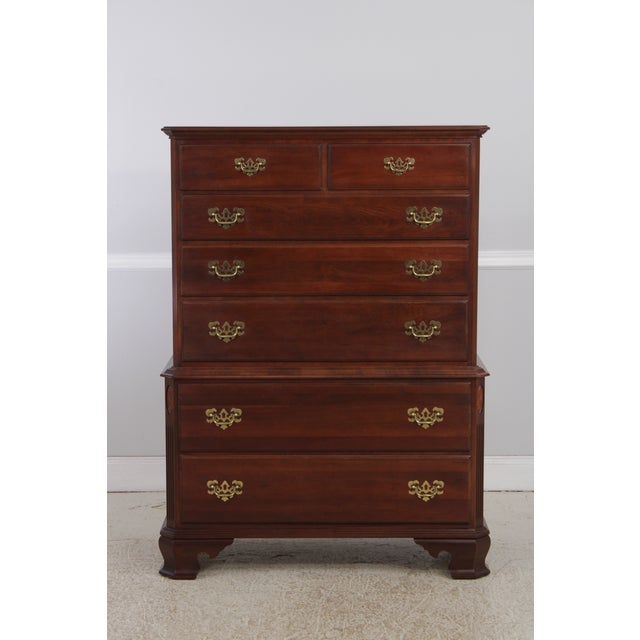 Ethan Allen Ethan Allen Cherry Georgian Court Tall Chest on Chest For Sale - Image 4 of 15