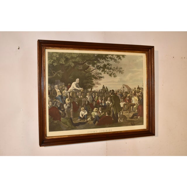 "Stump Speaking" is a very famous historical painting which was painted in 1853-1854 by American artist George Caleb...