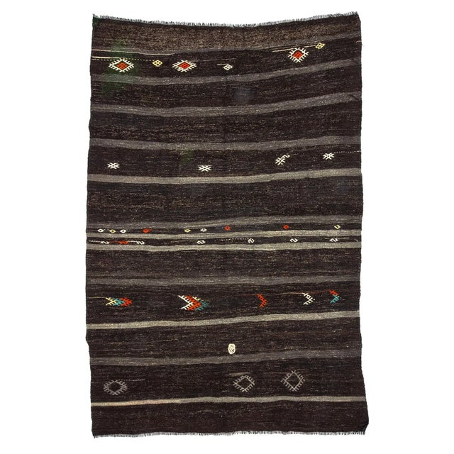 Textile Vintage Striped Modern Kilim Rug-6'2'x9'6" For Sale - Image 7 of 7