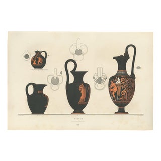 Albert Genick, Greek Jugs with Classical Figures, 1883, Lithograph For Sale