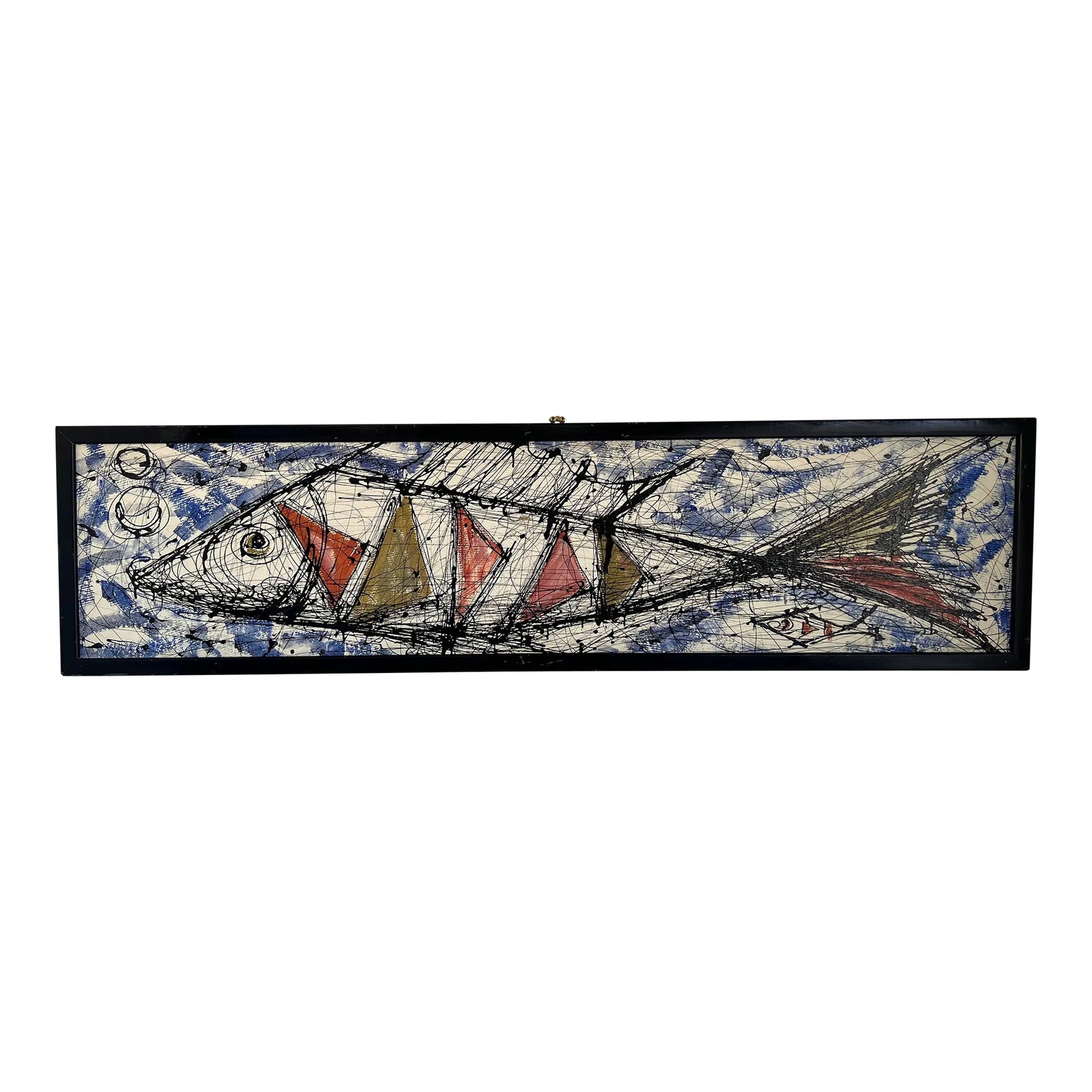 Vintage Overscaled Coastal Fish Painting | Chairish