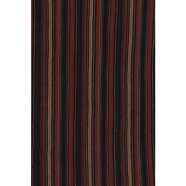Vintage Persian Kilim, Square Rug With Brick and Navy Blue Stripes - Rug & Kilim For Sale In New York - Image 6 of 7