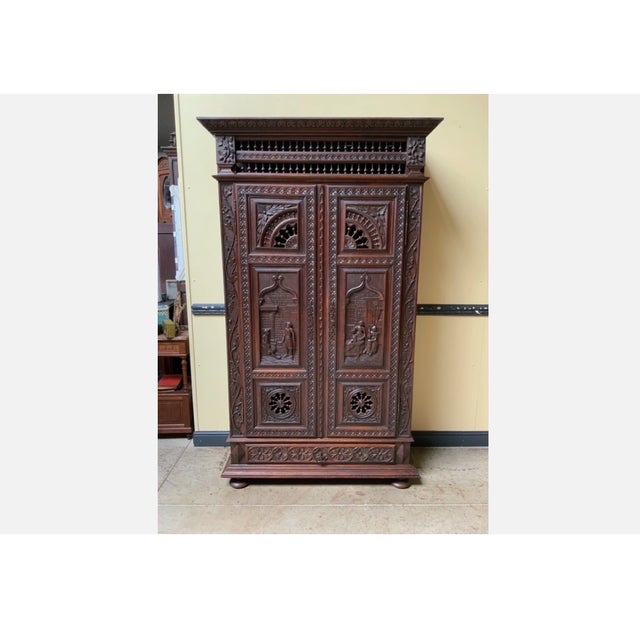 Antique Breton Cabinet in Wood, 1880 For Sale - Image 10 of 10