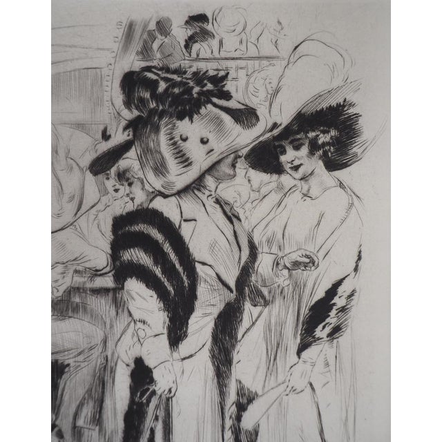 Modern Alméry Lobel-Riche, At the Café, Original Engraving For Sale - Image 3 of 8