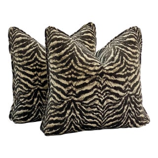 Pair of Custom Tiger Chenille Pillows For Sale