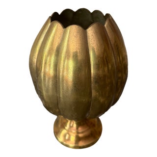 Brass Lotus Planter Vase For Sale