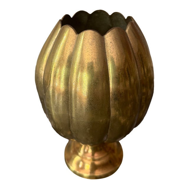 Brass Lotus Planter Vase For Sale
