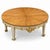 Elegant French Provincial round coffee table featuring a beautifully figured oak veneer top with a radiating sunburst...