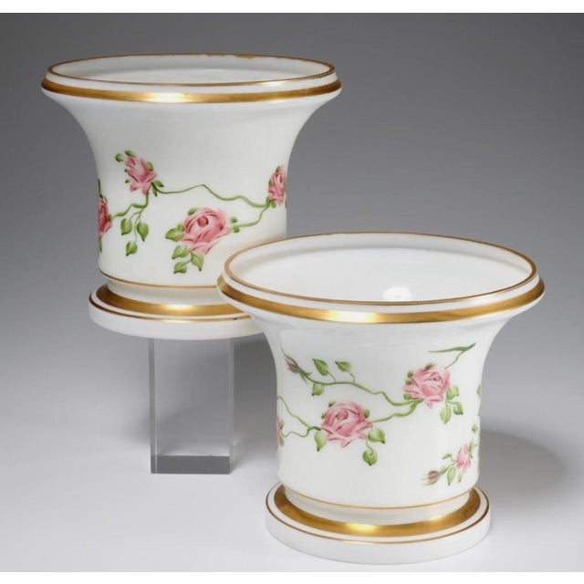 Pair of 1930s French Hand-Painted Porcelain Cachepots From the Iris Apfel Collection For Sale - Image 6 of 14