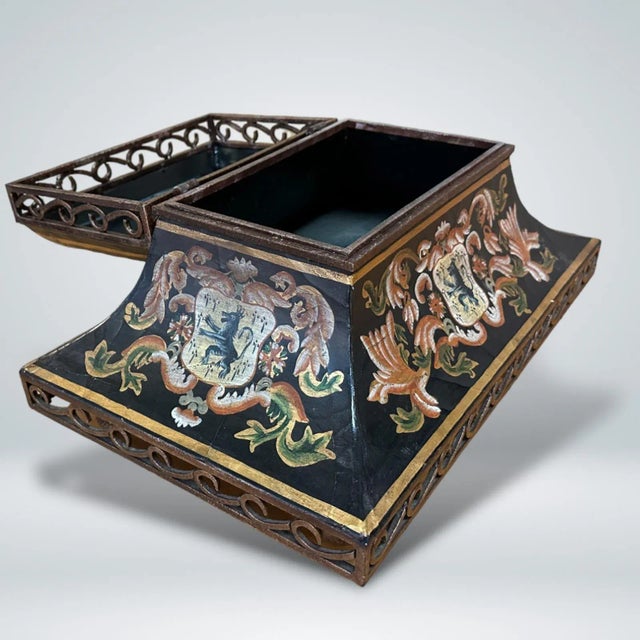 Renaissance Vintage Italian Renaissance Style Tole Metal Box For Sale - Image 3 of 10