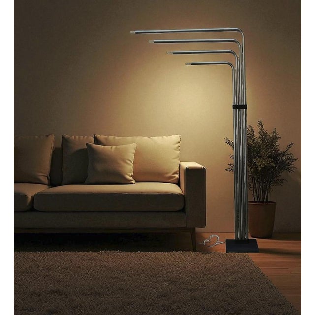 1970s Chrome Metal 4-Arm Floor Lamp by Goffredo Reggiani, Italy, 1970s For Sale - Image 5 of 10