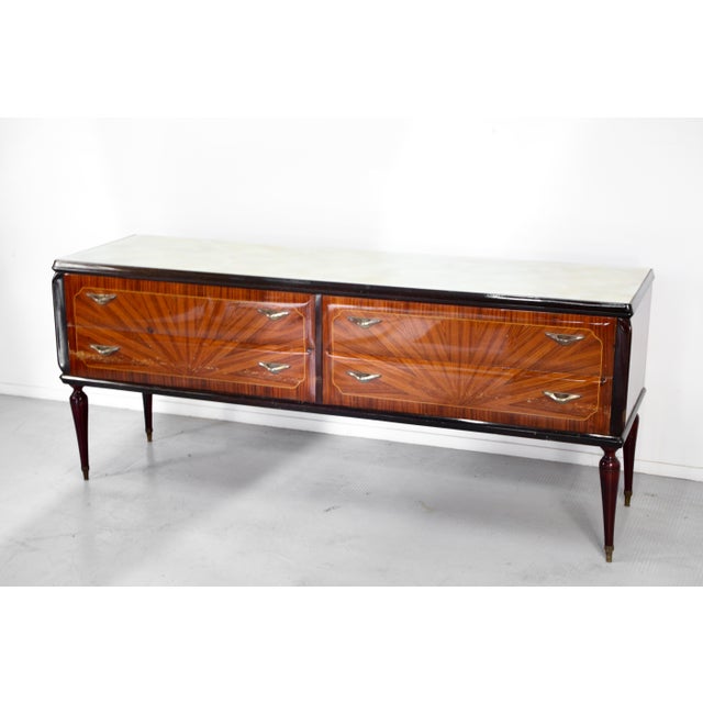 1950s Italian Walnut and Brass Sideboard, 1950s For Sale - Image 5 of 12