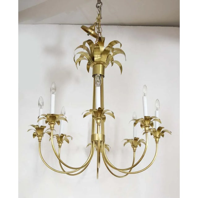 1950s Eight-Arm Italian Solid Brass Flower Chandelier For Sale - Image 11 of 13
