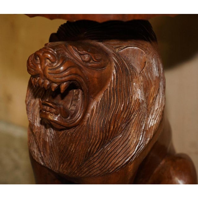 Set of Vintage Hand Carved Male Lion Stools with Ornate Decoration For Sale - Image 6 of 18