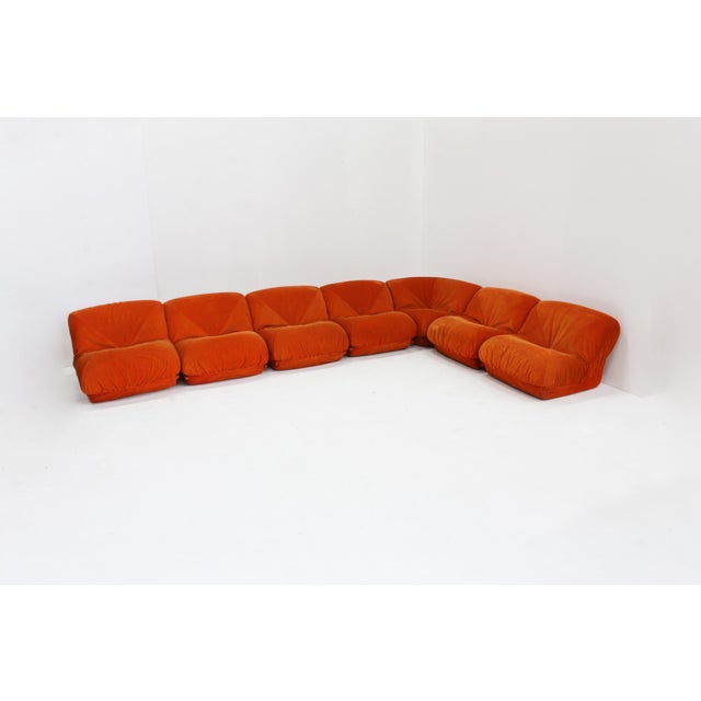 Patate Modular Sofa in Orange Corduroy from Airborne, 1970s, Set of 7 For Sale - Image 12 of 14