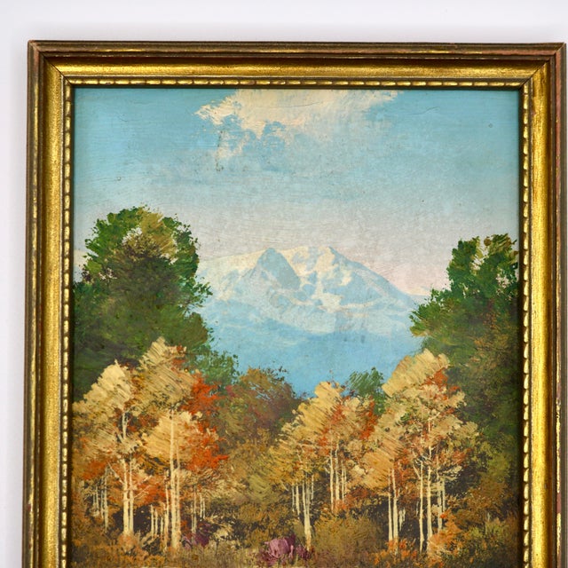 Mid-Century Miniature Rocky Mountain Landscape Oil Painting – Signed Wilson / VVP – Turner Art Gallery Provenance For Sale In Cincinnati - Image 6 of 12