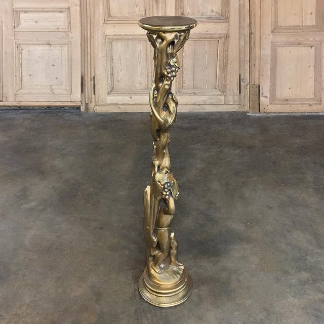 Early 20th Century Antique Italian Giltwood Baroque Pedestal For Sale - Image 5 of 11