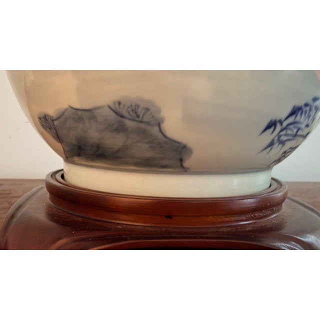 Blue and White Antique Chinese Porcelain Vase Made to Lamp For Sale - Image 10 of 12