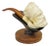Vintage Turkish Meerschaum Figural Hand Carved Bearded Man Pipe on Walnut Stand For Sale