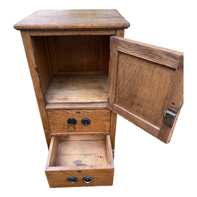 Antique Quarter Sawn Oak Cabinet Arts & Crafts Bar Cabinet For Sale