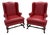 Vintage Pair of Red Leather Wingback Chairs For Sale