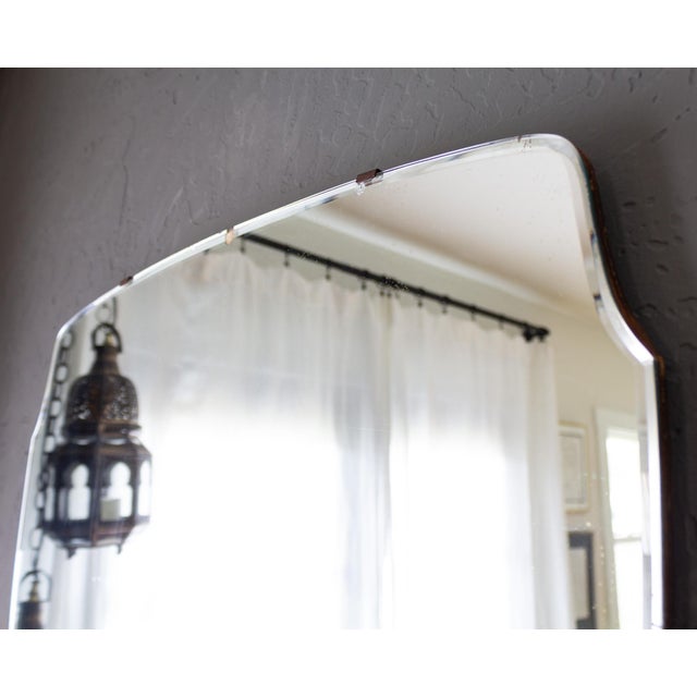 Large Art Deco Frameless Bevelled Arched Shield Mirror For Sale - Image 9 of 17