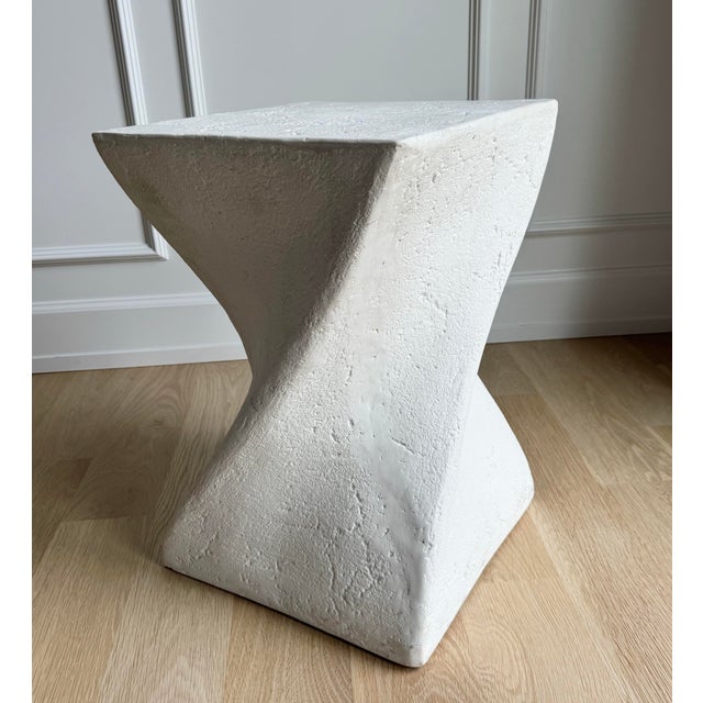 Contemporary Vintage Late 1970s / 1980s Postmodern Sculptural Twist Form Side Table or Pedestal in Plaster Finish For Sale - Image 3 of 10