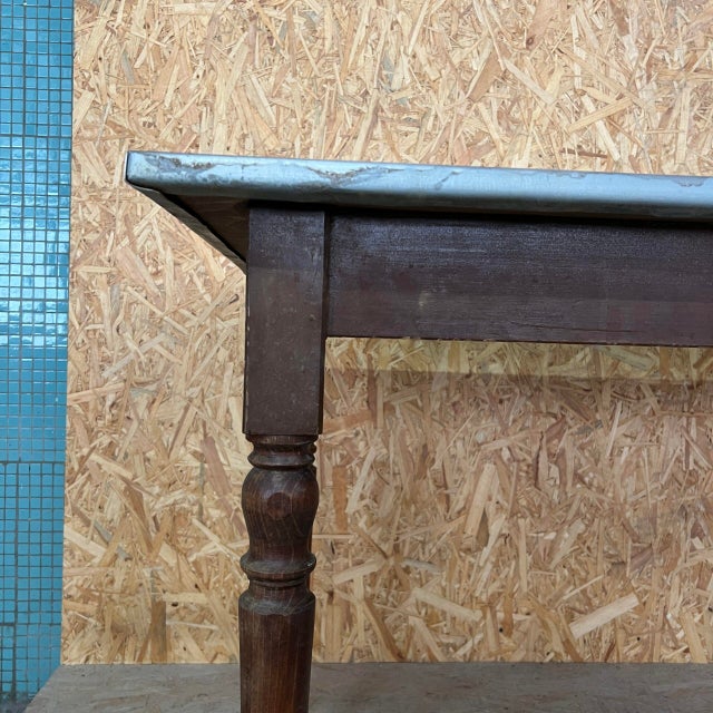 Rectangular Zinc Top Dining Table, 1950s For Sale - Image 4 of 5