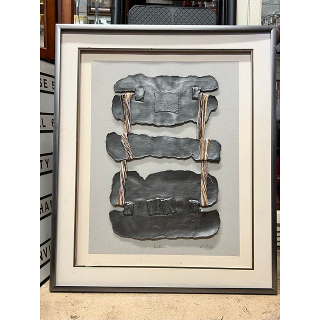 Vintage Framed Mixed Media "Linkage" Signed For Sale - Image 4 of 8