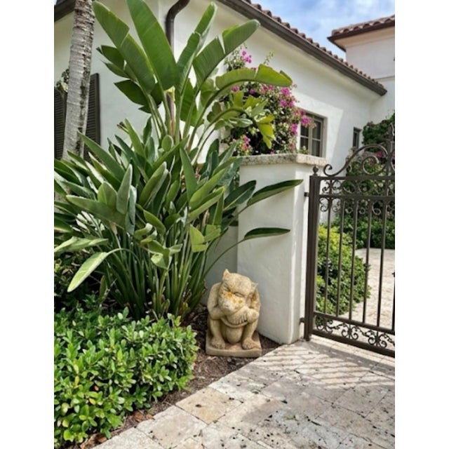 Vintage Cast Stone Crouching Gargoyle Garden Statue For Sale - Image 10 of 12