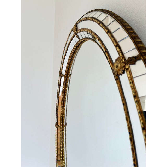 1980s Vintage Spanish Venetian-Style Wall Mirror, Oval, Brass, 1980s Hollywood Regency For Sale - Image 5 of 7