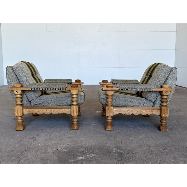 Brutalist Oak Lounge Chairs by Henning Kjærnulf, 1960s, Set of 2 For Sale - Image 6 of 17