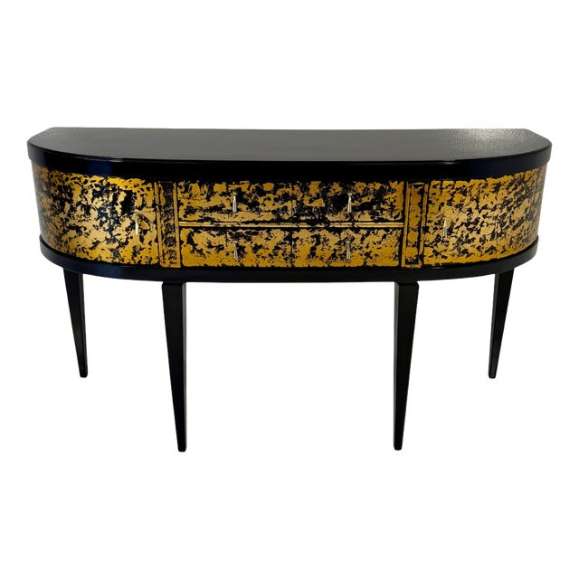 French Art Deco Black and Gold Sideboard, Late 1940s For Sale