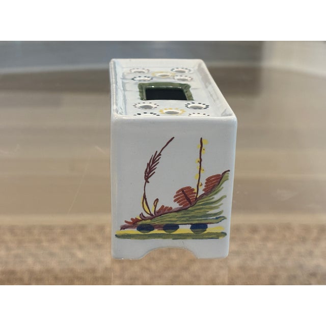 Vintage Williamsburg Restoration Dutch Delft Chinoiserie Flower Brick, Holland For Sale In Little Rock - Image 6 of 9