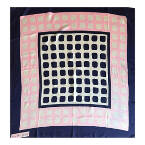 Yves Saint Laurent Ysl Pink & Blue Silk Scarf