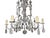 Striking and elegant Italian 20th-century chandelier, crafted in silver leaf–finished wrought iron and richly adorned with...