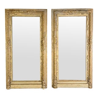 Pair of 19th C. Italian Door Surrounds W/ Antique Mirror For Sale
