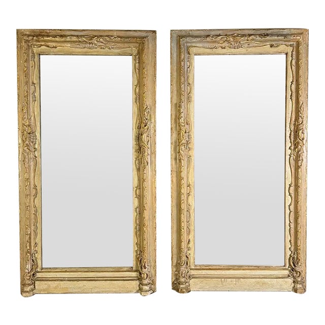 Pair of 19th C. Italian Door Surrounds W/ Antique Mirror For Sale