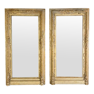 Pair of 19th C. Italian Door Surrounds W/ Antique Mirror