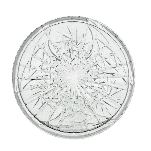 Vintage Cut Crystal Ship’s Decanter – Eleanor Pattern by American Cut – Faceted Dome Stopper – 34 Oz Barware Accent For Sale - Image 11 of 11