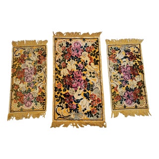 Vintage Rugs in Printed Velvet, 1950s, Set of 3 For Sale