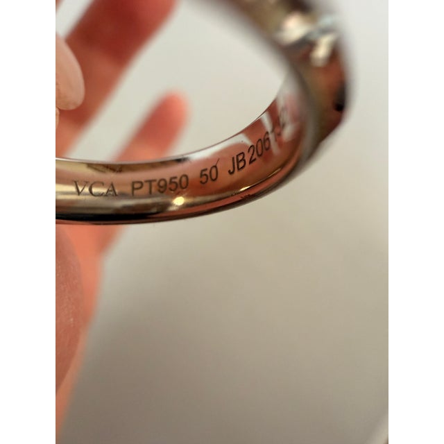 Metal Van Cleef & Arpels Platinum Diamond Band, Size 5.5 For Sale - Image 7 of 12