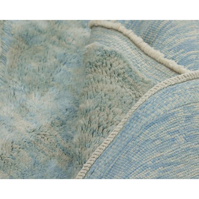 Aqua Hand-Knotted Wool Rug by Azele Studio For Sale - Image 8 of 9