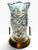 Hollywood Regency Vintage Cut Glass Hurricane Candle Holder With Faceted Diamond & Floral Design For Sale - Image 3 of 5