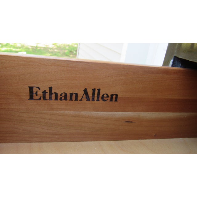 Wood 1980s Ethan Allen Highboy Chest of Drawers Cherry Chippendale 2 Pieces For Sale - Image 7 of 11