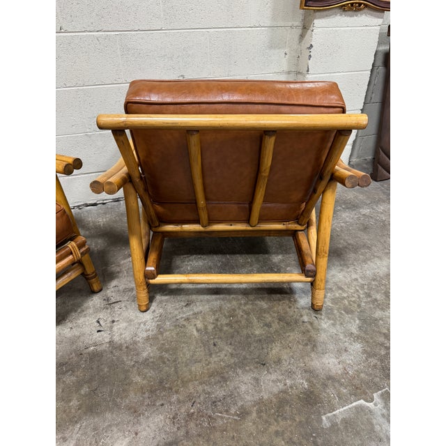 Wood Vintage John Wisner Style Bamboo Lounge Chairs - A Pair For Sale - Image 7 of 12