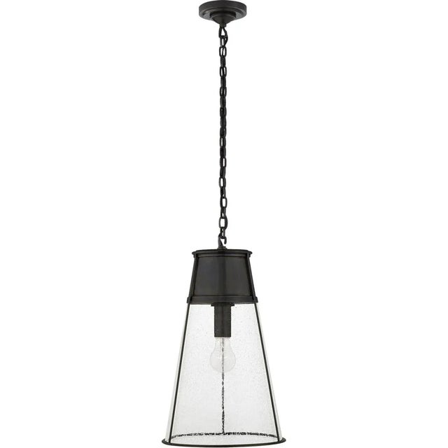 Robinson Large Pendant in Bronze with Seeded Glass Designer: Thomas O'Brien Canopy: 4.5" Round Mounting: Chain Shade...
