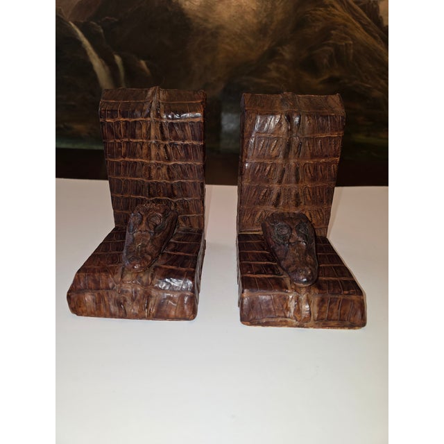 Vintage Mid Century Alligator Style Designer Bookends For Sale - Image 11 of 11